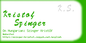 kristof szinger business card