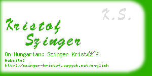 kristof szinger business card